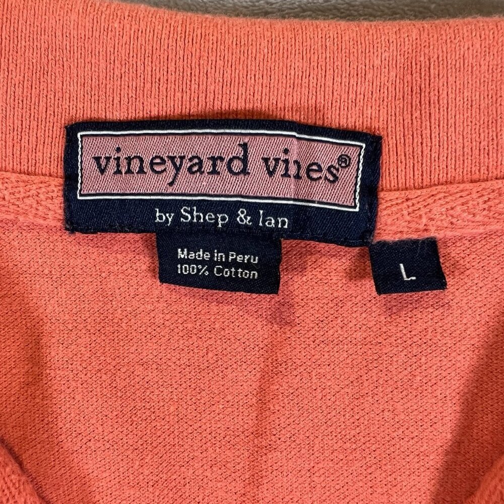 Vineyard Vines Polo Shirt Mens Size‎ Large Orange Coral Lightweight Cotton - Picture 3 of 8